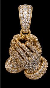 จี้พระคู่มือสวดมนต์ประดับมอยส์ซาไนต์ ชุบทองบนเงินแท้ ฝังเพชรแบบเต็มหน้า ดีไซน์ประณีต เหมาะสำหรับทั้งชายและหญิง ของขวัญวันครบรอบ - Product Image 3