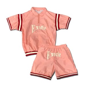 Breathable Lightweight Custom Logo Design Unisex Nylon Windbreaker Tracksuits Two Piece Hoodie Short Sets - Product Image 3