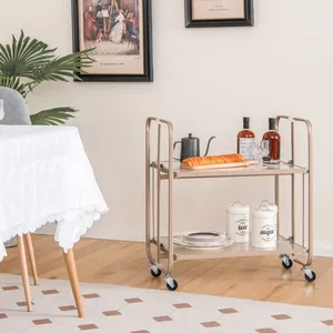 Handmade Metal Rolling Kitchen Utility <b>Cart</b> with Powder Coated Steel Construction Spacious Storage Shelves Heavy Duty Wheels - Product Image 5