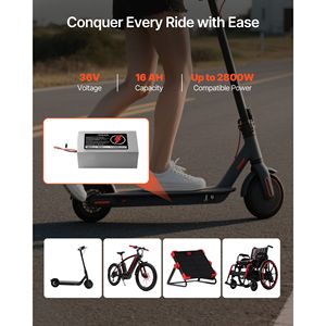 Batteria per Scooter Elettrico 36V 16Ah, Pacco Batteria al Litio per E-bike con Caricabatterie BMS 30A, Cavo di Espansione con Connettore T, 500+ Cicli, 10s4p 14Ah - Product Image 2
