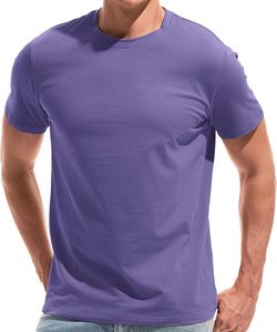 T-shirt formel respirant pour homme - Manches courtes, col rond, coupe ample, 100 % coton, anti-boulochage, broderie, couleurs classiques et fraîches - Product Image 1