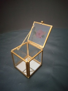 Artisan Design Modern <b>Square</b> Glass & Brass Jewelry Box with Gold Frame Decorative Storage for Vanity Dressing Tabletop Use - Product Image 5