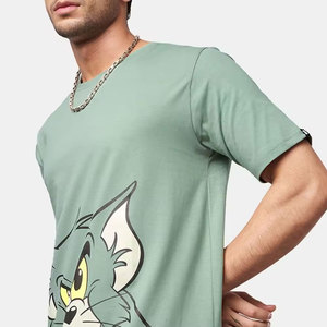 Men's Short Sleeve T-Shirt With Hand-Drawn <b>Pattern</b> Printed Design Casual O-Neck Regular Fit <b>Knitted</b> Fabric - Product Image 3