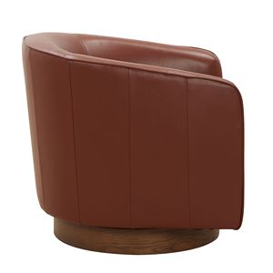 Poltrona Girevole Tessa in Pelle di Prima Qualità Color Caramello con Base in Legno, Elegante Arredo per Soggiorno - Product Image 5