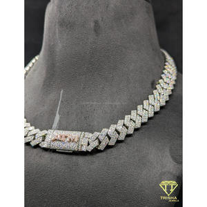 Modern Lab Grown Diamond Cuban <b>Necklace</b> for Men Luxury <b>Statement</b> Hip Hop Chain with Brilliant Sparkle By Trisha Jewels - Product Image 3