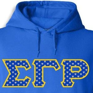 Sweat-shirt à capuche en molleton pour femme, bleu royal, brodé, avec motif étoile dorée et design lettre grecque Epsilon Pi - Product Image 3