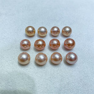 Perle d'eau douce Edison nue de 10-11 mm, cercle parfait, orange rose avec une forte luminosité, légère imperfection, perle en vrac pour bricolage - Product Image 4