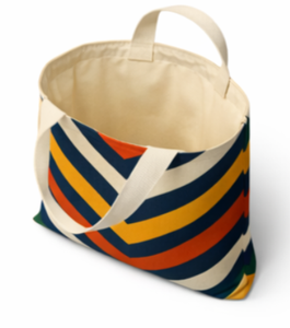 Custom Striped Cotton Canvas Tote <b>Bag</b> with <b>Long</b> Strap Large Size Custom Printed Canvas Shopping Tote <b>Bag</b> with Overall Print - Product Image 5