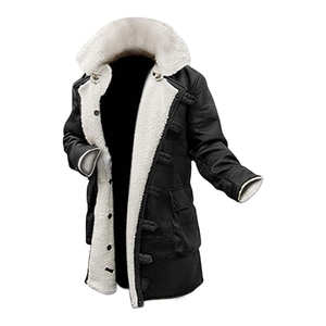 <b>Women's</b> Faux Leather Parka <b>Coat</b> Faux <b>Fur</b> <b>Lined</b> Double Breasted Long Winter Jacket with <b>Fur</b> Collar - Product Image 1