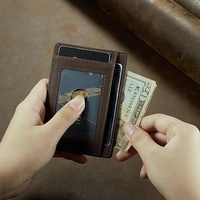Portefeuille de cartes de crédit en cuir véritable RFID pour hommes minimalistes