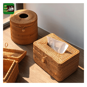 Boîte à mouchoirs en rotin fabriquée à partir de fibres de rotin naturelles pour le rangement des mouchoirs et la présentation décorative, artisanale au Vietnam - Product Image 5