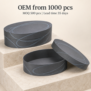 Caja de Papel Ovalada Personalizada con Diseño de Órbita de Grafito para Set de Accesorios, Empaque con Logotipo OEM - Product Image 5