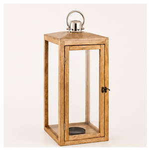 <b>Large</b> Farmhouse Wooden <b>Lantern</b> Decorative <b>Candle</b> Holder with Tempered Glass and Metal Handle Vintage Hanging <b>Lantern</b> for Outdoor - Product Image 3