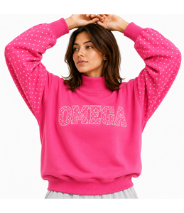 Sweat-shirt surdimensionné à col montant pour femme Omega Custom, imprimé floral, avec logo appliqué, pull décontracté, fabricant - Product Image 4