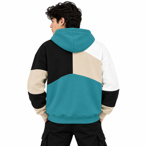 Sweat à capuche pour homme 100% coton, doublure à carreaux, couleur unie, streetwear, broderie, épaules tombantes, chaud pour l'hiver, OEM - Product Image 2