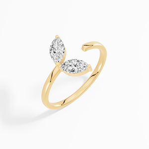 Anillo de Compromiso de Moissanita Estilo Hoja al por Mayor, 0.58 Quilates, Oro Sólido de 10K, 14K, 18K, Chapado en Rodio, Engaste de Púas, B2B - Product Image 4