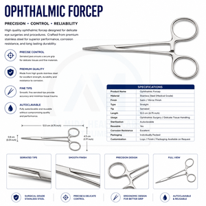 Porte-aiguille en acier inoxydable, forceps ophtalmiques réutilisables, instruments chirurgicaux de classe II, forceps manuels pour aiguilles - Product Image 6