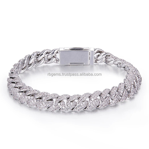 Pulsera Unisex de Plata de Ley 925 con Cadena Cubana, Estilo Hip Hop, Corte Brillante, Diamantes de Imitación Moissanite, Certificación IGI - Product Image 1