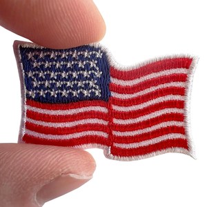 Patch brodé drapeau américain thermocollant en tissu tissé avec dos auto-agrippant, forme irrégulière, applique décorative pour vêtements - Product Image 4