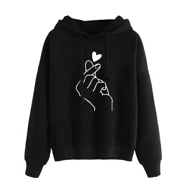 2023 New Arrival Black 100 Cotton Hoodie Crop Top Women Long Sleeve Clothing Custom Embroidered Winter Pullover XXXL French OEM