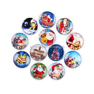 יצרן במחיר סביר יצרן זכוכית עגול חזק מגנטים מקרר חג המולד בהתאמה אישית - Product Image 1