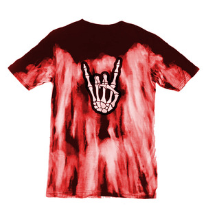 <b>Tie</b> Dye Skeleton Hand Rock Sign T-Shirt <b>Men</b> Short Sleeve Crew Neck 100% Cotton Regular Fit All Seasons Back Print - Product Image 2