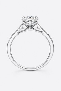 Anillo de compromiso de plata 925 para mujer con diamante de corte brillante redondo, engaste de puntas y detalles pavé, estilo clásico - Product Image 5