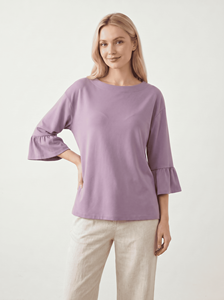 Bmama Purple Embroidered Blouse Womens Casual 3 4 Sleeve Loose Fit <b>Top</b> Wholesale - Product Image 3