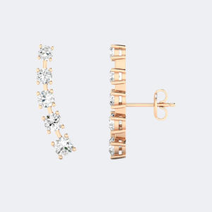 Boucles d'oreilles en barre incurvée linéaire avec diamants ronds de 1,10 CTW – clarté VVS2 et taille idéale - Product Image 5