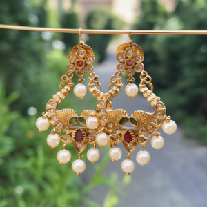 Fashion Earrings with Pearls Matte Finish - Product Image 3