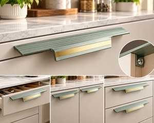 Tirador de Gabinete KELLTON Premium, Diseño Moderno Metálico, Detalle Dorado, Acabado Elegante, Agarre Duradero, Herraje de Cocina, Modelo NR-SH-1008 - Product Image 5
