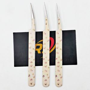 Ensemble de pinces à cils antistatiques en acier inoxydable de qualité supérieure, droites, pour isolation de volume, pour artistes en extensions de cils, OEM ODM, revêtement papier - Product Image 2