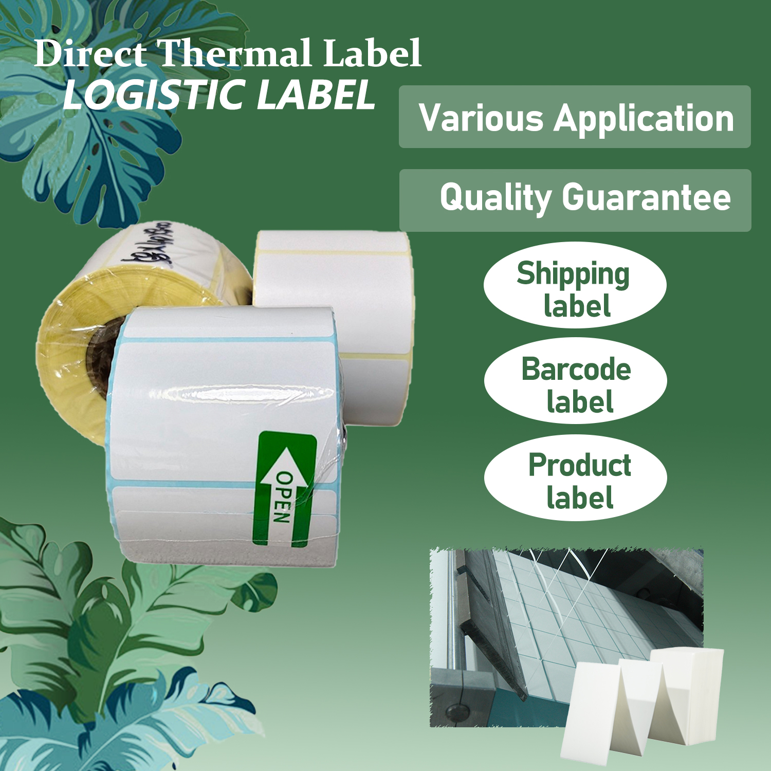 Factory Bulk Customize Eco 4*4 4*6 Inch Direct Thermal Labels for Ocean Freight Containers for Logistics Waybill Packaging