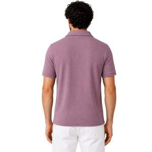 Polo homme manches courtes couleur violette avec logo brodé et fermeture éclair, en coton tricoté de haute qualité, style décontracté. - Product Image 2