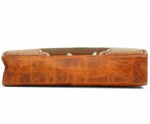 Hand Tooled Hair-On Genuine Leather Tote Bag | Western Floral Cowhide <b>Briefcase</b> with Strap | Stylish Designer Laptop Office Bag - Product Image 2