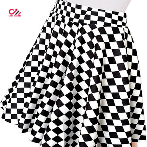 Jupe trapèze en laine à carreaux pour femme, fabriquée au Pakistan, longueur genou, avec poches, taille ajustable, style automne - Product Image 2