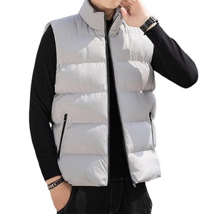 Gilet matelassé léger pour homme, coupe-vent sans manches, veste d'hiver décontractée, manteau chaud et épais, gilet d'extérieur gris - Product Image 1