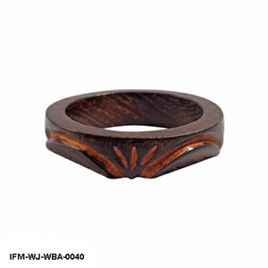 Brazalete Artesanal de Madera Antigua con Diseño Floral Tallado, Brazalete Étnico de Madera Oscura para Mujer, Regalo para Ella - Product Image 1