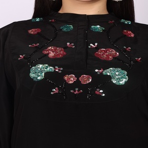 Royal Women Dress Black <b>Kaftan</b> with Pant and Beads and Sequenced work at front body Perfect Choice - Product Image 5