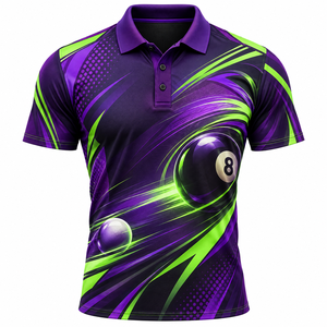 Men's Black <b>Gothic</b> Skull Billiard Polo <b>Shirt</b> Digital Printed Quick Dry Short Sleeve Woven Polyester - Product Image 6