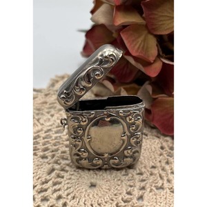 Vintage Aluminum Silver Tone <b>Match</b> <b>Box</b> With Ornate Filigree Design Durable Household Use - Product Image 3