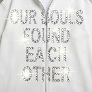 Sweat à capuche zippé oversize à manches longues avec lettres en strass pour hommes et femmes, unisexe - Product Image 3
