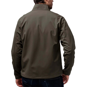 Veste en toile marron unisexe avec doublure en polaire, col montant, fermeture éclair, imperméable, style vêtement de travail, vêtement d'hiver, coque en polyester - Product Image 2