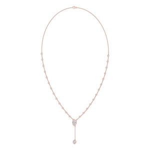 Collier Y en or rose avec diamant ovale de 2,39 ct créé en laboratoire, serti dans un cadre, style lariat, lumineux - Product Image 2