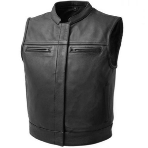 <b>Mens</b> Premium Cowhide <b>Leather</b> Biker <b>Vest</b> Hidden Pocket Custom Design Heavyweight Sleeveless Jacket For Touring <b>Leather</b> <b>Vest</b> - Product Image 1