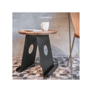 Industrial Accent <b>Table</b> Solid Wood Top Metal Base <b>Bedside</b> Living Room <b>Compact</b> Design - Product Image 3