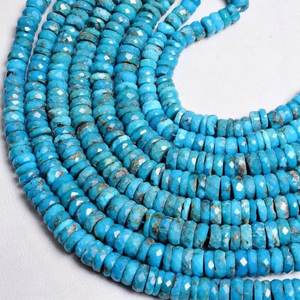 Perles de pierres précieuses en vrac, disques Heishi à facettes en turquoise naturelle d'Arizona, pour colliers, bracelets et bijoux - Product Image 4
