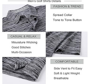 Polo en maille à manches courtes pour homme de haute qualité, gris uni, séchage rapide, style golf, coupe classique - Product Image 3