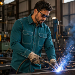 Lightweight FR <b>Welding</b> Button down <b>Shirt</b> with Vented Mesh Back and Underarm for Summer Flame Resistant Safety Clothing - Product Image 6