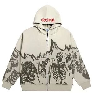 Sweats à capuche streetwear effet vieilli délavés à l'acide pour hommes, avec strass, designs personnalisés, en molleton 100% coton, coupe pull-over - Product Image 1